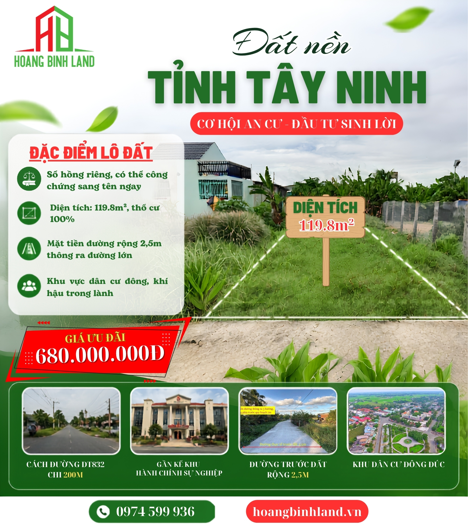  ĐẤT NỀN TÂY NINH – CƠ HỘI AN CƯ, ĐẦU TƯ SINH LỜI CHỈ TỪ 680 TRIỆU! 